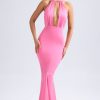 Halterneck Fishtail Gown in Hot Pink