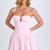 Pintucked Shirred Mini Dress in Blush