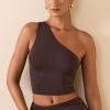 Modal One-Shoulder Top in Chocolate Brown
