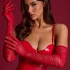 Lace Gloves in Fire Red