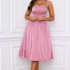Halterneck Lace-Up Ruched Corset Midi Dress in Mauve