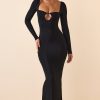 Modal Keyhole Cut-Out Maxi Dress in Black