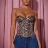 Lace-Up Corset Top in Leopard Print