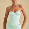 Lace-Up Corset Top in Mint
