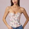 Lace-Up Corset Top in Primrose Floral Print