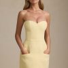 Sweetheart-Neck Strapless Structured Mini Dress in Pastel Yellow