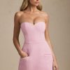 Sweetheart-Neck Strapless Structured Mini Dress in Soft Pink