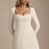 Sweetheart-Neck Structured Mini Dress in Ivory