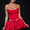Bubble Hem Micro Mini Skirt in Fire Red
