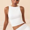 Modal Boat-Neck Tank Top in White