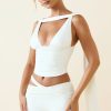 Plunge-Neck Draped Top in Vanilla