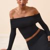 Modal Off-Shoulder Long-Sleeve Top in Black