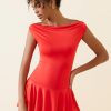 Off-Shoulder Ruffled Mini Dress in Scarlet