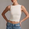 Asymmetric Ruched Tank Top in Vanilla