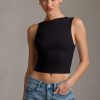 Asymmetric Ruched Tank Top in Black