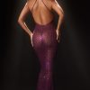 Embellished Halterneck Gown in Deep Purple
