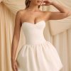 Convertible Bow-Detail Bubble Hem Midaxi Dress in Ivory