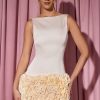 Appliqué Open-Back Mini Dress in Ivory