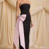 Strapless Bow-Detail Maxi Dress in Black