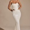 Embellished Cut-Out Draped Corset Gown in White
