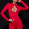 Cut-Out Unitard in Fire Red
