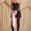 Bow-Detail Low-Rise Mini Skirt in Black