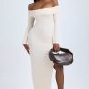 Modal Off-Shoulder Open-Back Maxi Dress in Ivory