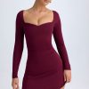 Modal Layered A-Line Mini Dress in Wine Red