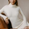Ribbed-Knit Turtleneck Mini Jumper Dress in Ivory