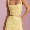 Embellished Low-Rise Mini Skirt in Yellow