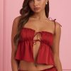 Tie-Front Camisole Top in Ruby Red