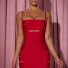 Cut-Out Bodycon Mini Dress in Red