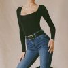 Seamless Long-Sleeve Bodysuit in Black