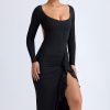 Modal Ruffled Midaxi Dress in Black
