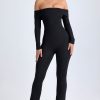 Modal Off-Shoulder Ruched Jumpsuit in Black