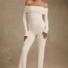 Modal Off-Shoulder Ruched Jumpsuit in Ivory
