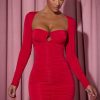 Ruched Corset Bodycon Mini Dress in Red