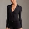 Long-Sleeve Playsuit in Black