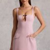 Cut-Out Structured A-Line Mini Dress in Mauve