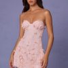 Embellished Bandeau A-line Mini Dress in Ballet Pink