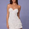 Embellished Bandeau A-line Mini Dress in White