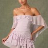 Off-Shoulder Ruffled Mini Dress in Lilac