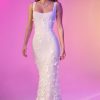 Embellished Fishtail Corset Gown in White