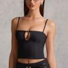 Cut-Top Camisole Top in Black