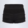 Ruffled Mid-Rise Shorts in Black