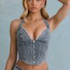 Halterneck Corset Top in Light Blue