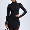 Modal Turtleneck Mini Dress in Black
