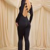 Slinky Jersey Bow-Detail Jumpsuit in Black