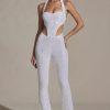 Embellished Cut-Out Jumpsuit in White