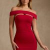 Modal Cut-Out Off-Shoulder Mini Dress in Red